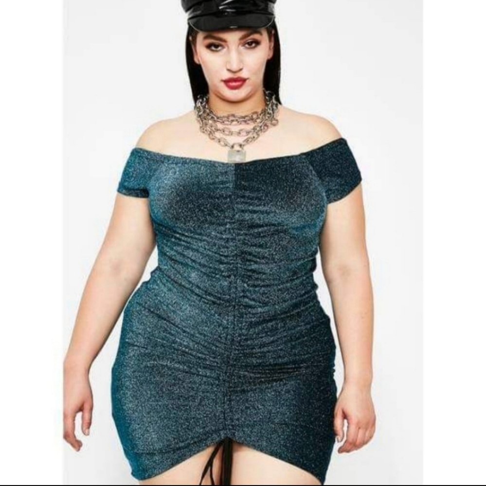 Teal Rutched mini dress